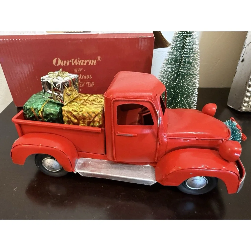 Christmas Vintage Red Truck Decor Pickup Truck In Original Box
